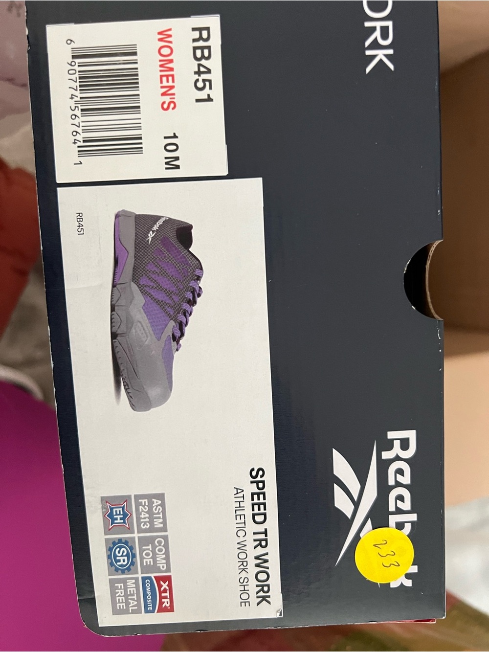 Reebok Grey and Purple Athletic Work Shoe - Picture 3 of 9